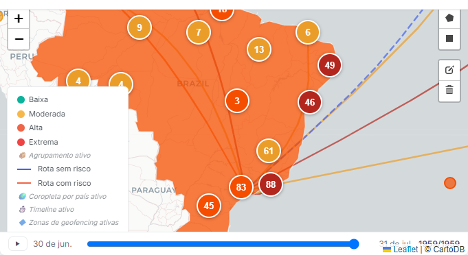 Geofences no mapa